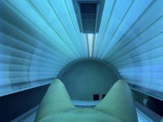 I seen a tanning bed pic I really liked so took one of my own 
   I don’t think I look as good but I’d be willing to bet my pussy is wetter 💦 😘