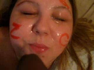 She Loves It ON HER FACE!!!! I Mean She Glazed Like a donut. face full with cum