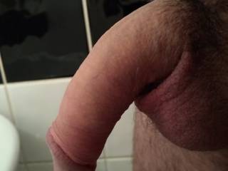 Nice side view of my freshly tripped cock and balls