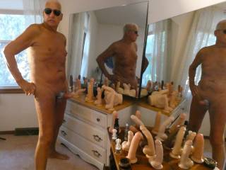 Naked all my cocks toys.