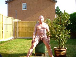 The weather was warm so just had to get my cock out in the garden
