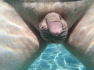 An underwater dick pic while swimming nude in my pool.