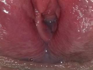 Which fine ass chick wants to clean that sexy pussy, I seem to have made a little mess??? She really likes to just keep filling that pussy up also any one wanna go?