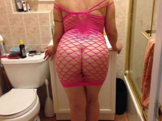 new pink fishnet dress