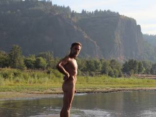Enjoying a great naked day at Rooster Rock, Oregon