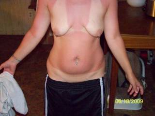 need some of my special suntan cream, great tits there
