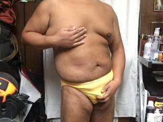 Yellow bikini full body