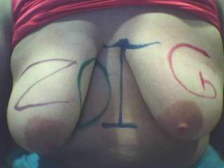 Zoig challenged me to write zoig on my tits in the chat room for a month free of zoig+ so I did it then took a picture of it. What do you think?
