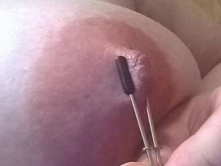 My new bling pulling on my nipple ;)