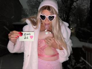 Lick the snow off my big tits?