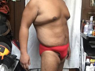 red bikini bulge full body