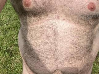 Just outside relaxing nude on this very very hot day.