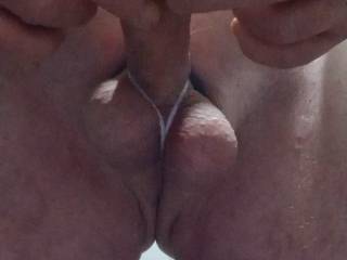 My Cock and Balls Tied And Split For Your Pleasure