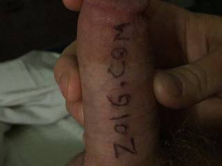 My erection with zoig.com written on it