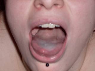 mouth full of cum, anyone else want a mouthfull?