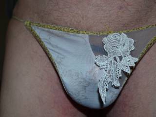 Tying on a little female thong