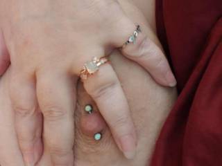 My girl recently had her nipples pierced and we picked opals for the nipple bars. 
We decided an opal ring was a must to go with the nipples! They look so perfect together, don\'t they!?!