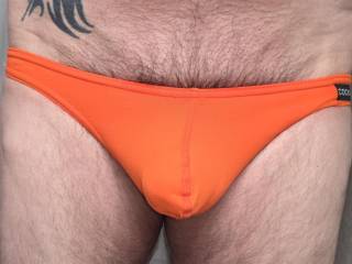 Posing in my NEW COCKSOX BIKINI BRIEF SUNSET ORANGE