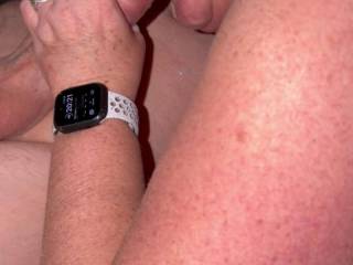 My wife jacking a friend to finishing him and licking his cock .