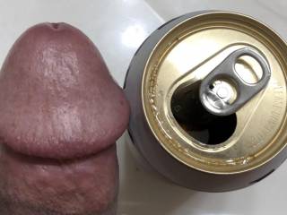 Comparing my big head to a beer can