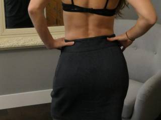 Her sexy back in a sexy skirt she wore to work. You like?