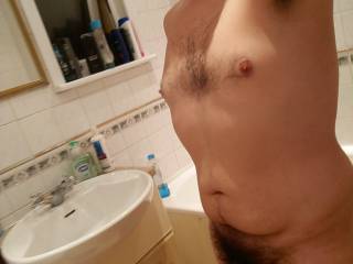 My naked chubby body and sweaty hairy armpit