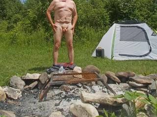 A camping we will  go now give me a blow