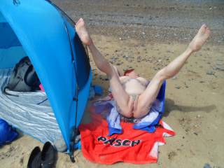 Hi all
having another go at the competition,
hubby again dared me to lay on the sand with my bikini off, so here you go.
hope you like the view
dirty comments welcome
mature couple