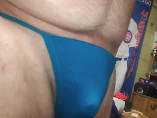 Last pic of the blue man panties! Boy does my little dick just fill those bad boys up!!! Lmao! 😅😞😁