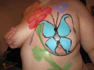I love to paint my sexy wife what do you guys think of my masterpiece.
maybe you want your boobs painted too :)
