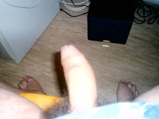 Nice uncut cock would like to see more of it.