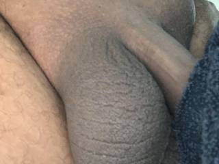 My clean shaven big black balls ready to slap your clit and pussy when I have you bent over taking my BBC!