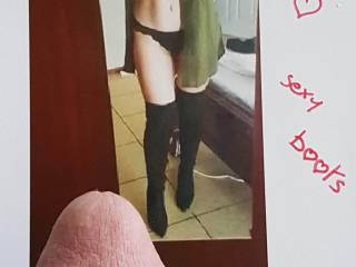 Awesome sexy lady in gorgeous hot sexy boots makes me get a hard dick