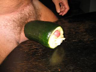 playing with zucchini