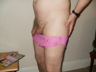 side view in pink panties