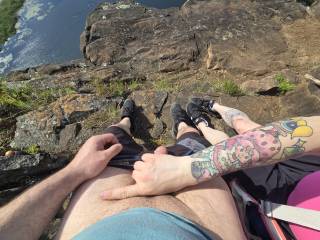 Outdoor fun on a cliff