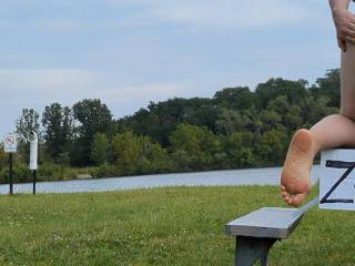 Naked on a picnic table outside!!