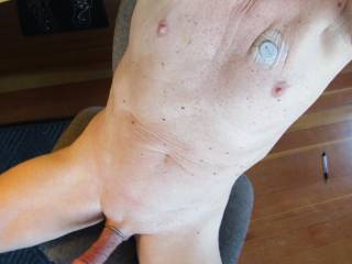showing everything for you. cock, hard, body, nipples... all.