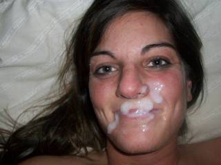 my girl loves  my drizzling cum on her face..anyone else want to join?