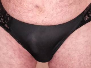 These tiny black panties feel really good.