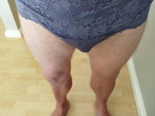 Trying on my wifes used panties.