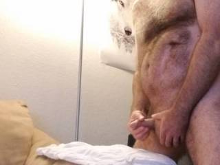 Rubbing and stroking my big hard cock