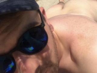 Getting my tan on at the beach!