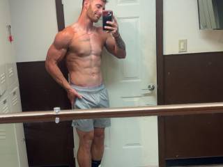 Squirt all over my abs and lick it up