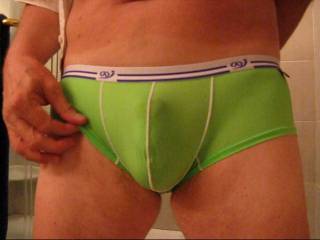 I was checking out a pair of new but unexpectedly sexy men\'s briefs...felt good on my shaft and scrotum