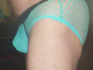 A side view of my green undie for guys.
