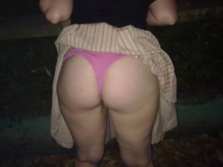 We got very frisky on the walk home this evening... She took those panties off and we fucked in about 5 different places. Against cars, boats, trees... anything!