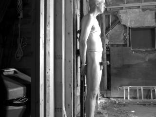 Nude in the garage before some remodeling efforts.