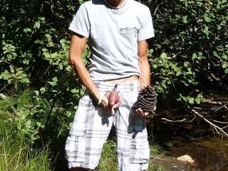 Which do you prefer?   The pine cone or my cock?