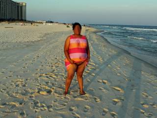 Giving a pussy peek to you and those watching on the beach!